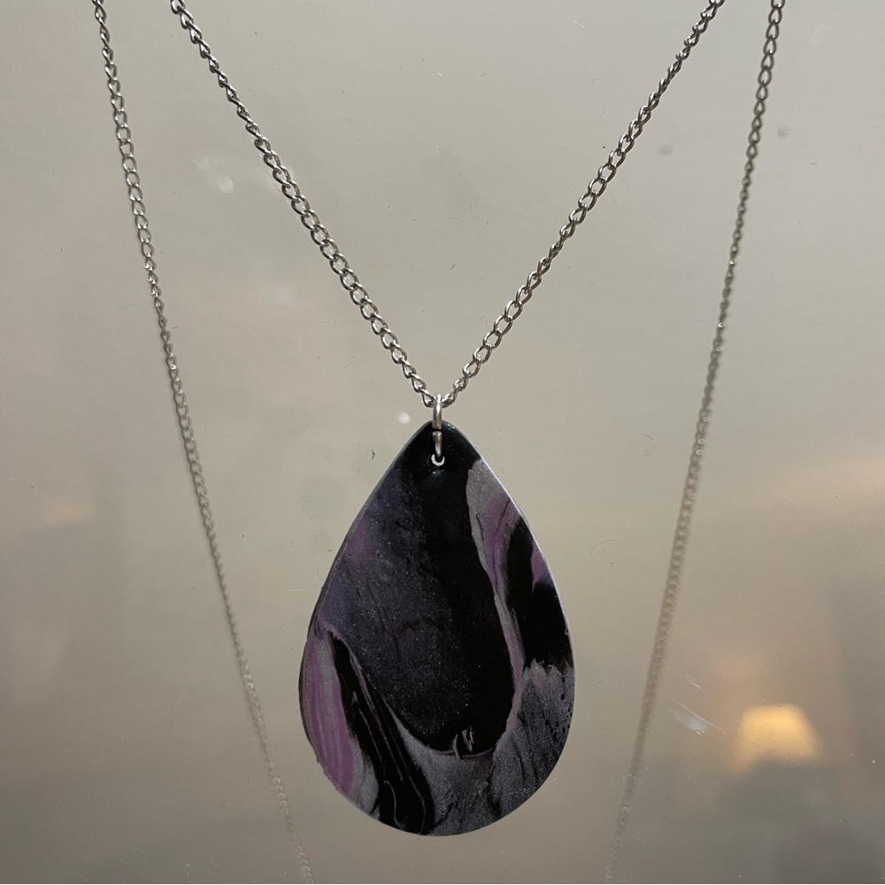 handmade clay teardrop pendant